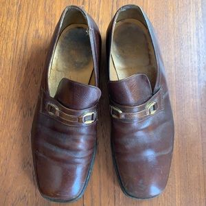 VTG Florsheim retro brown leather brass loafers 9
